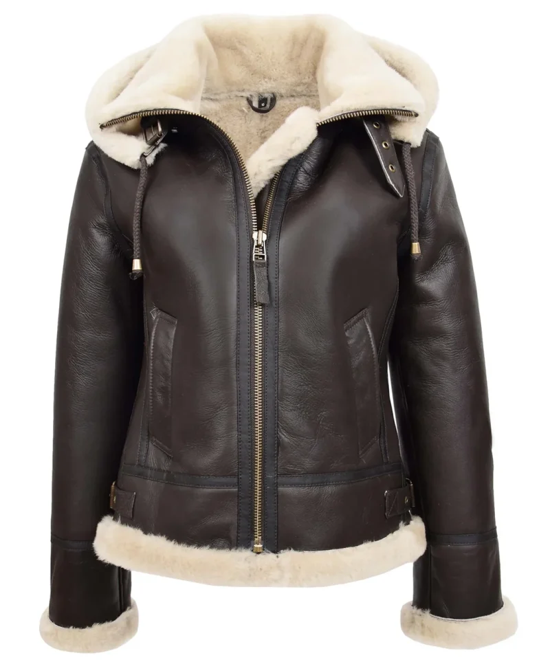 Womens Sheepskin B3 Detachable Hoodie Jacket