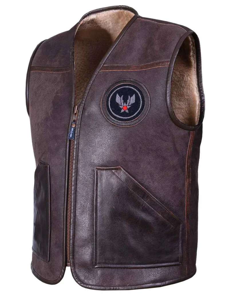 sleeveless Sheepskin Leather WaistCoat