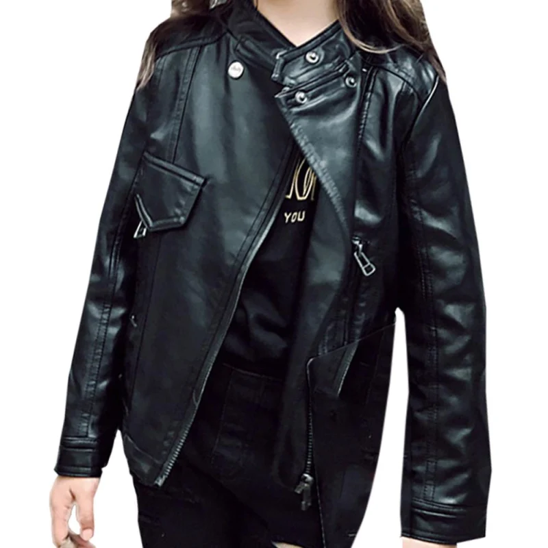 Little Girls and Boys Motorcycle Faux Leather Jacket