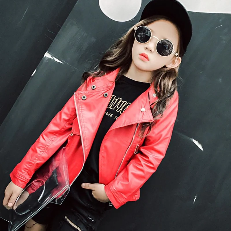 Little Girls and Boys Motorcycle Faux Leather Jacket